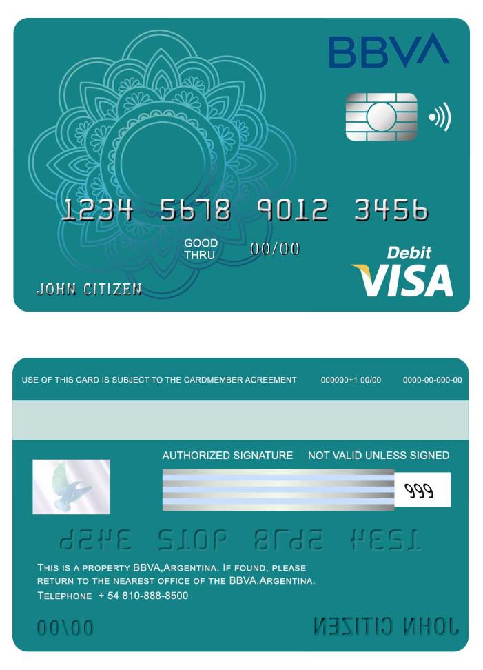 Argentina BBVA bank visa card